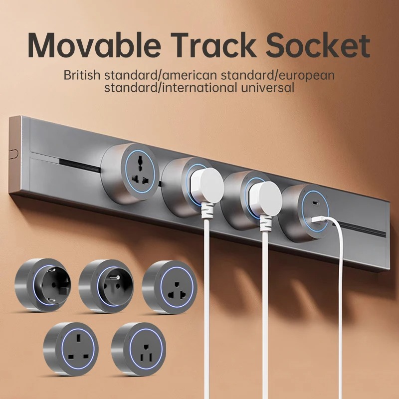 Power Strip Desk - Hidden Wall Socket Power Rail 40cm