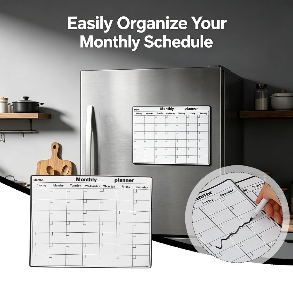 Magnetic Calendar Board - Magnetic Refrigerator Dry Erase Calendar Monthly