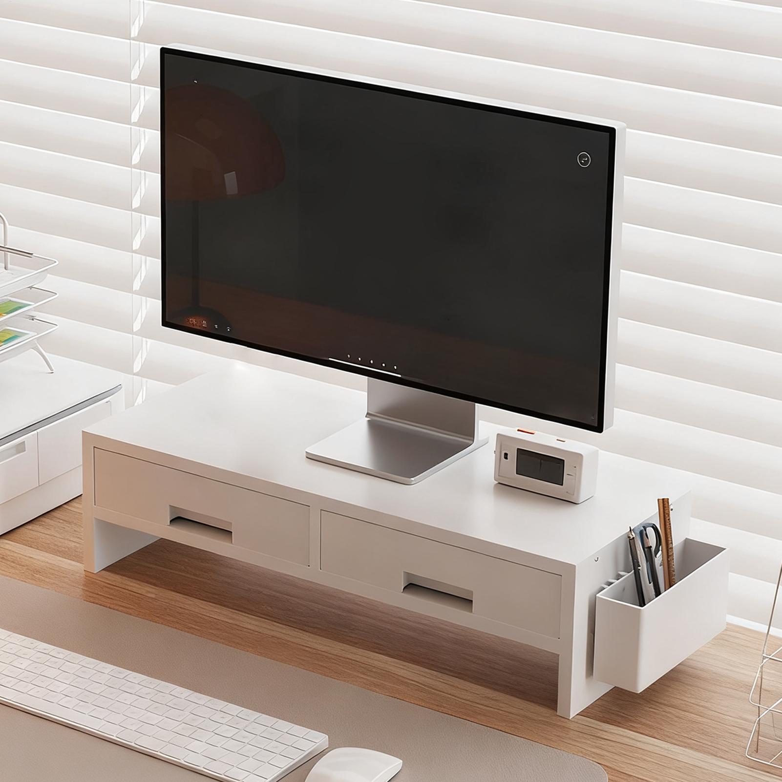 Home Office Programmer - Desk Monitor Stand Riser Double Drawer