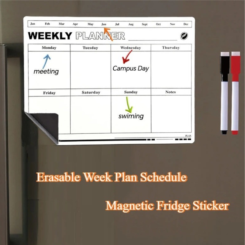 Magnetic Calendar Board - Erasable Week Plan Schedule Calendar Soft