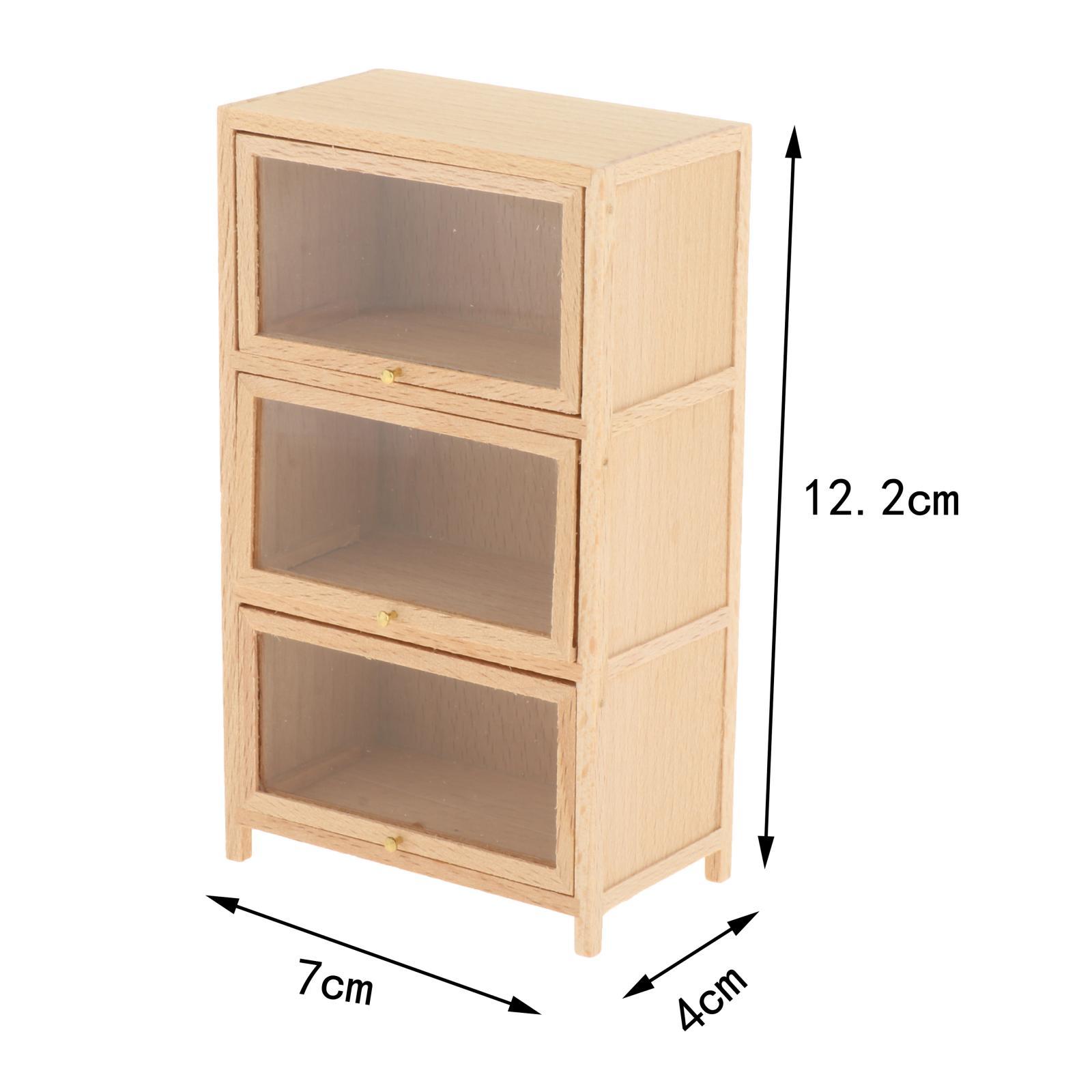 Bookcase Wood Shelf - 1:12 Dollhouse Wooden Bookcase Furniture Three