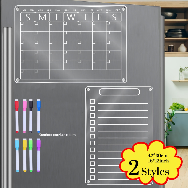 Magnetic Calendar Board - Acrylic Magnetic Calendar for Refrigerator, Magnet