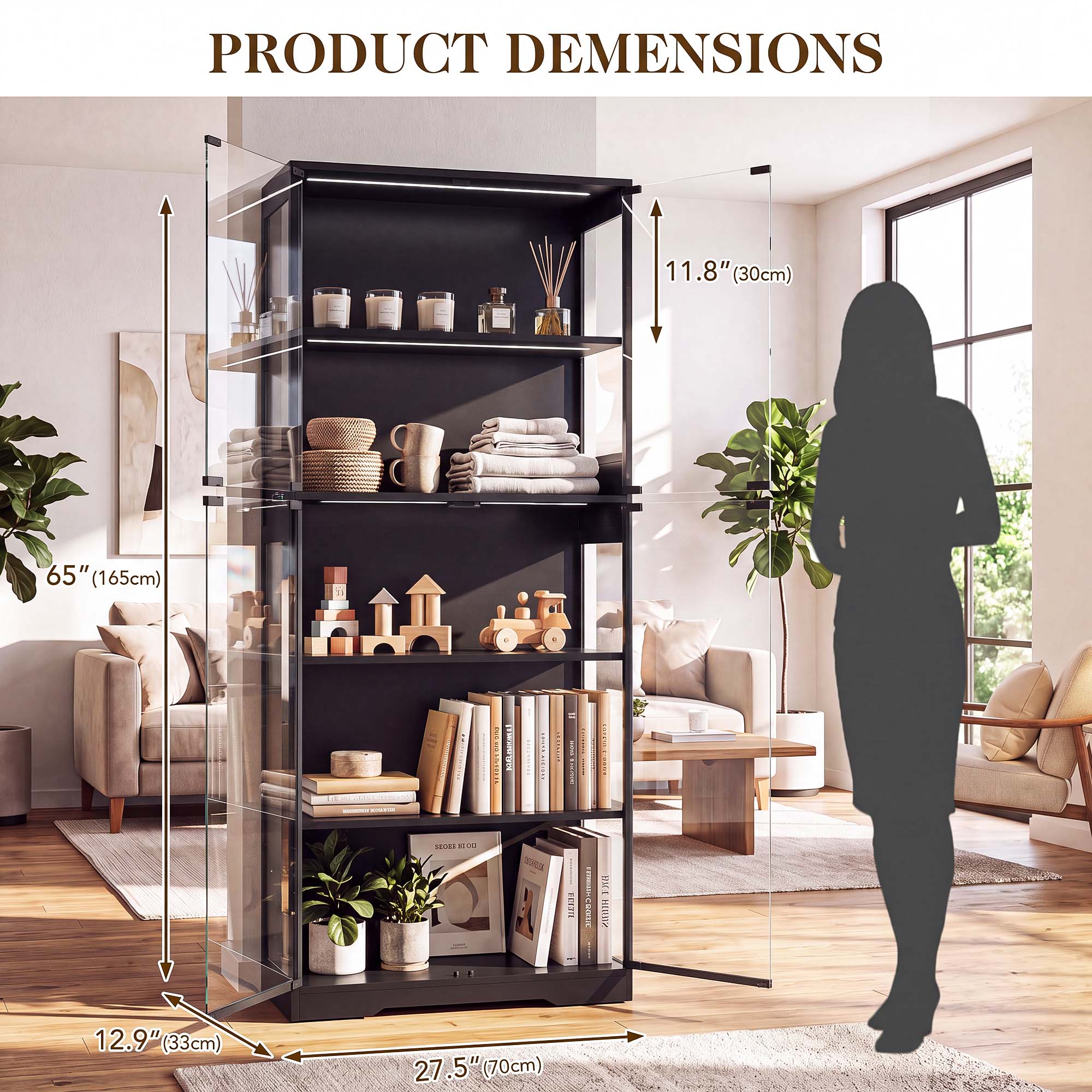 TCGBKAF 5‑Tier Display Cabinet - Home Office Size review and price