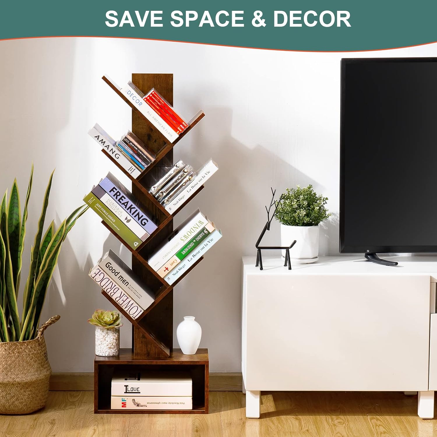 Yoobure Tree Bookshelf - 6 She - Bookcase Wood Shelf review and price