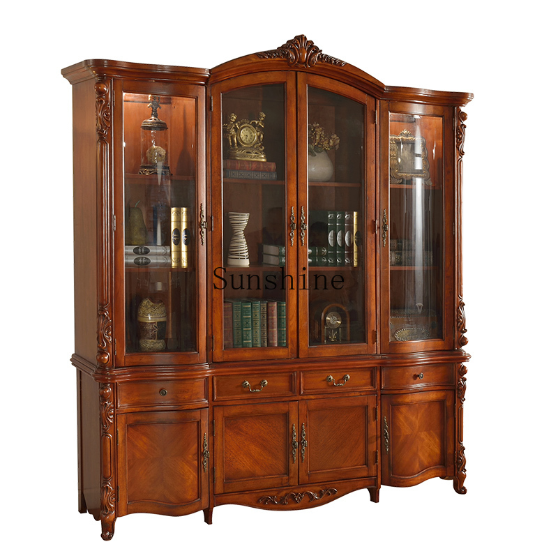 American solid wood four-door  - Bookcase Wood Shelf review and price