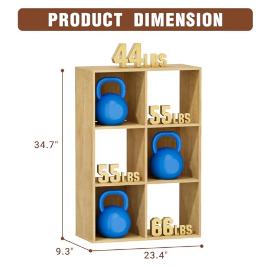 6 Cube Storage Organizer, Open - Bookcase Wood Shelf review and price