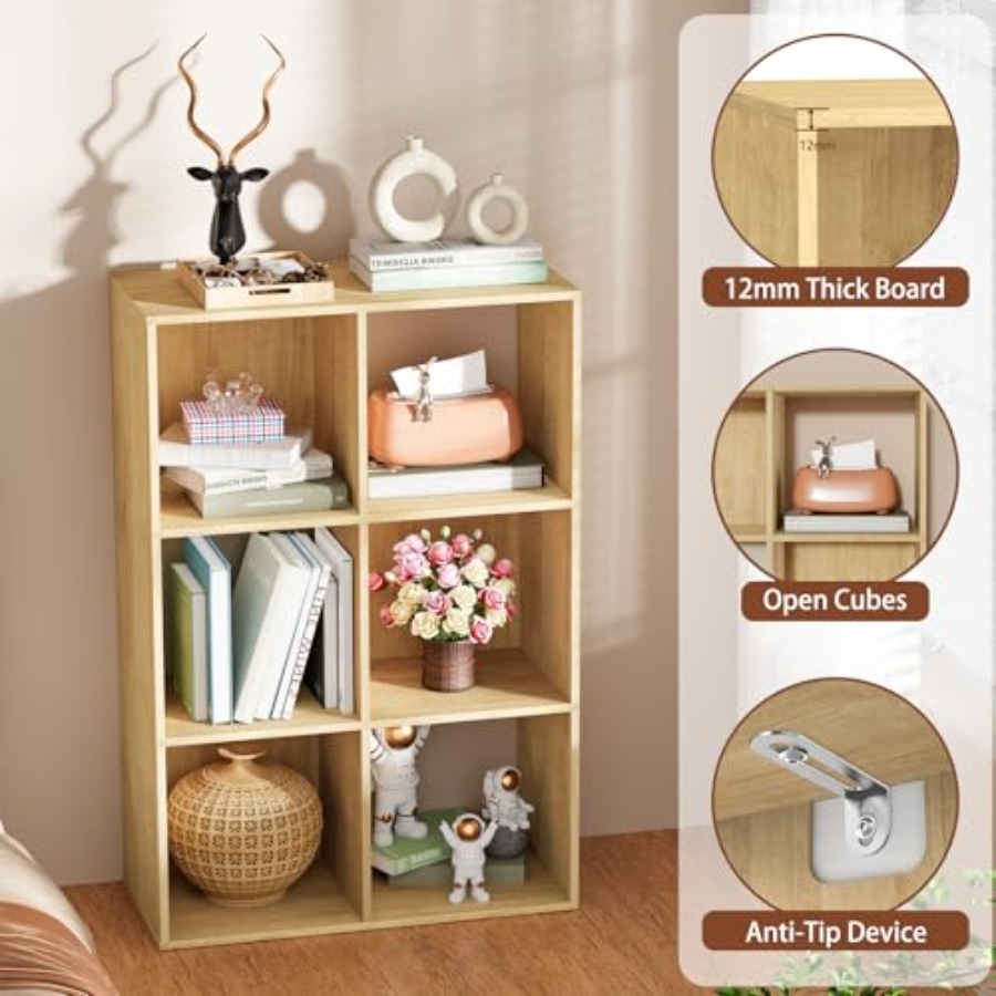 6 Cube Storage Organizer, Open - Bookcase Wood Shelf review and price