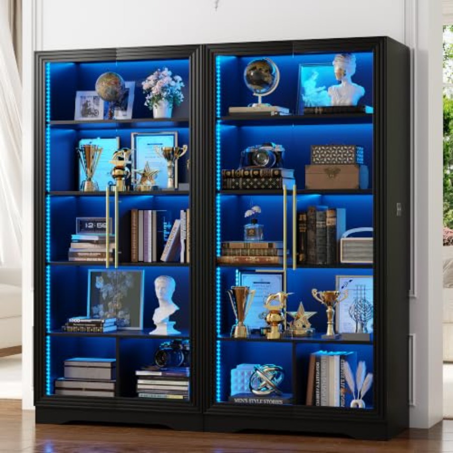 Bookcase with Glass Doors and  - Bookcase Wood Shelf review and price