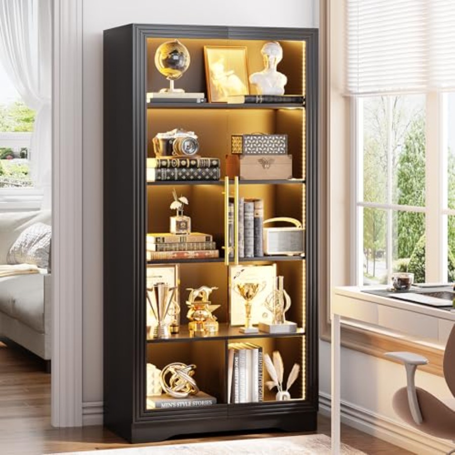 Bookcase with Glass Doors and  - Bookcase Wood Shelf review and price