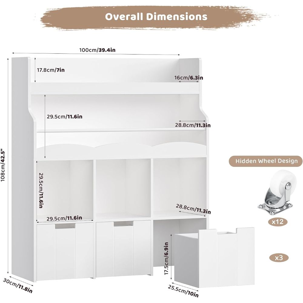 Kids Toy Storage Organizer wit - Bookcase Wood Shelf review and price