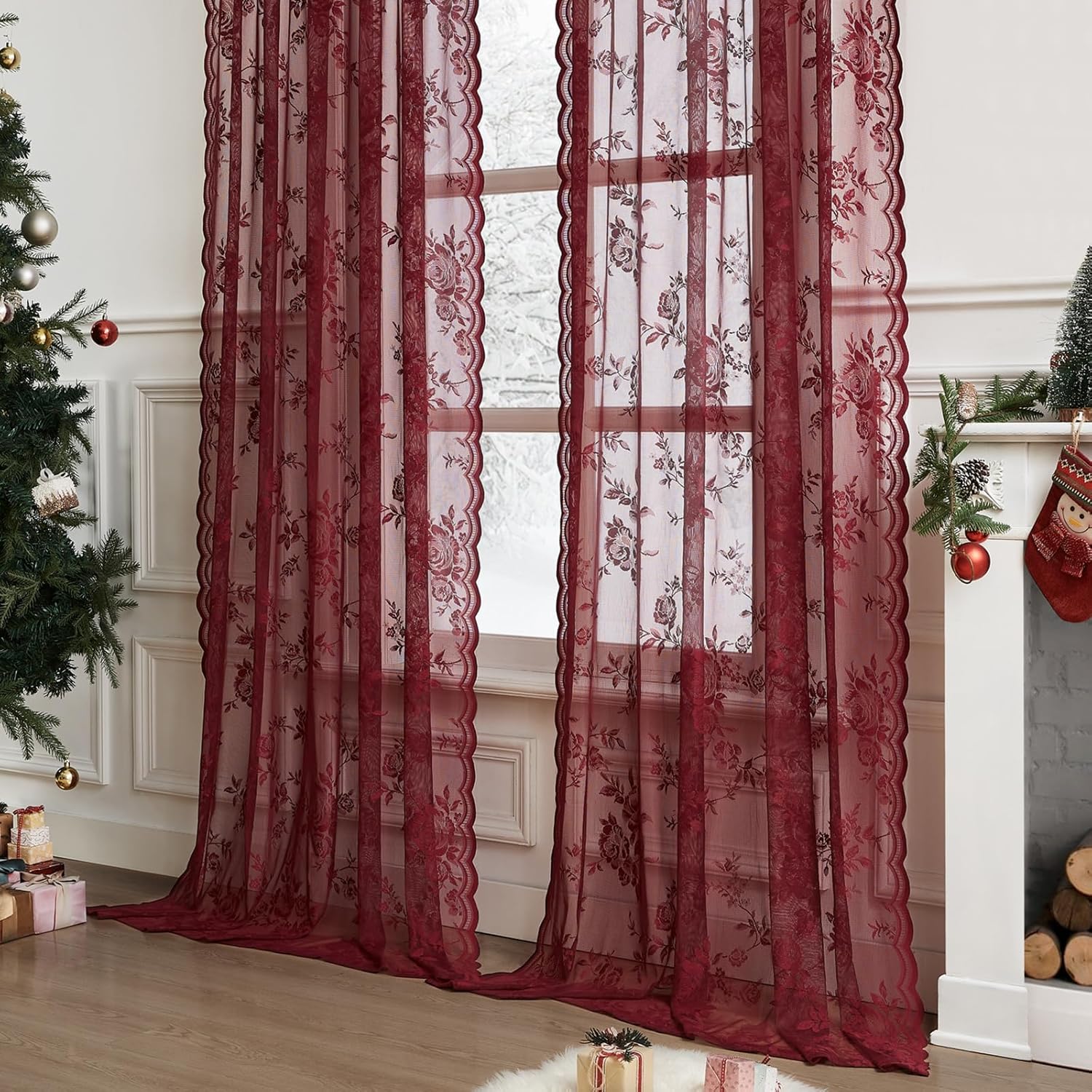 1 PC Burgundy Lace Curtains 45 - Home Office Pc review and price