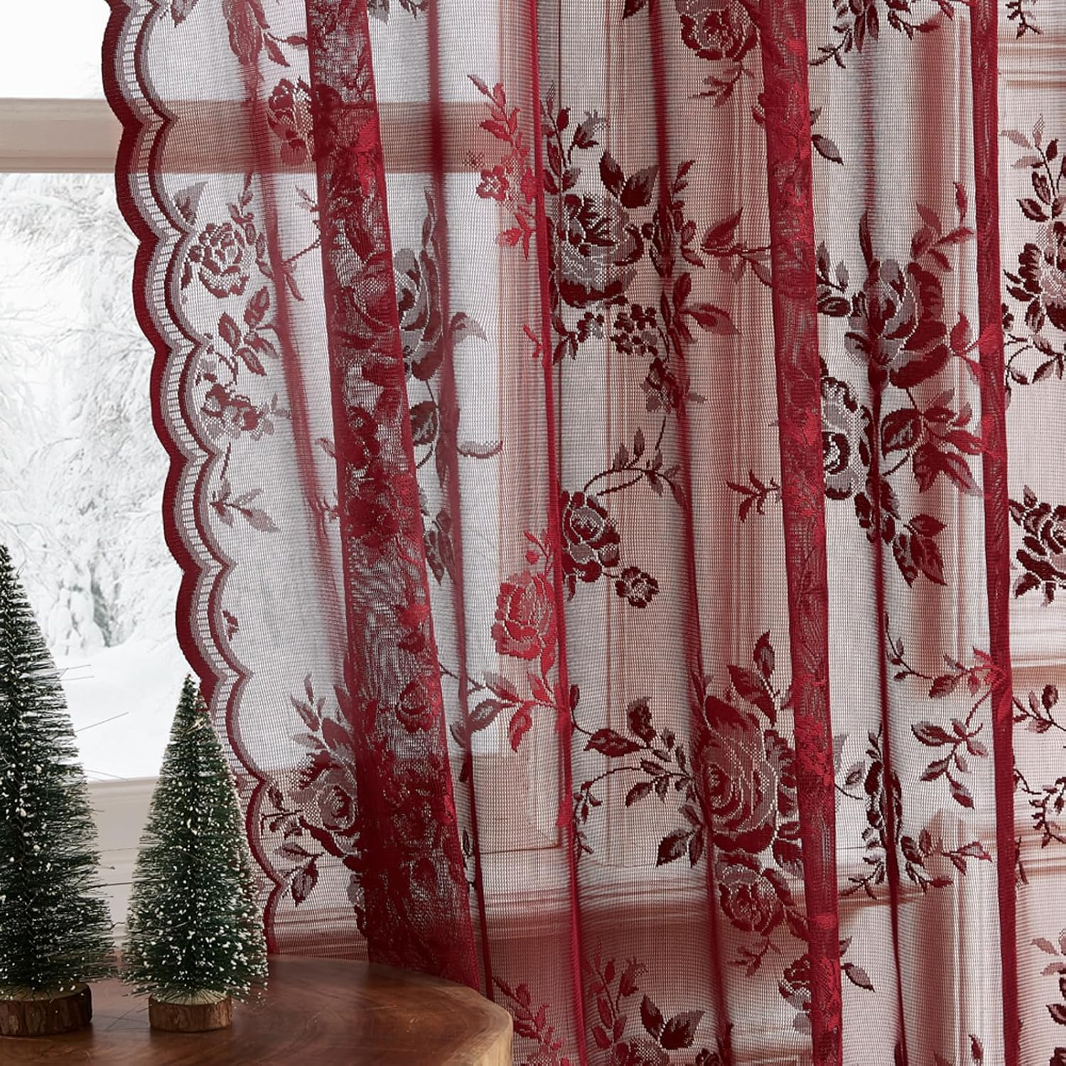 1 PC Burgundy Lace Curtains 45 - Home Office Pc review and price