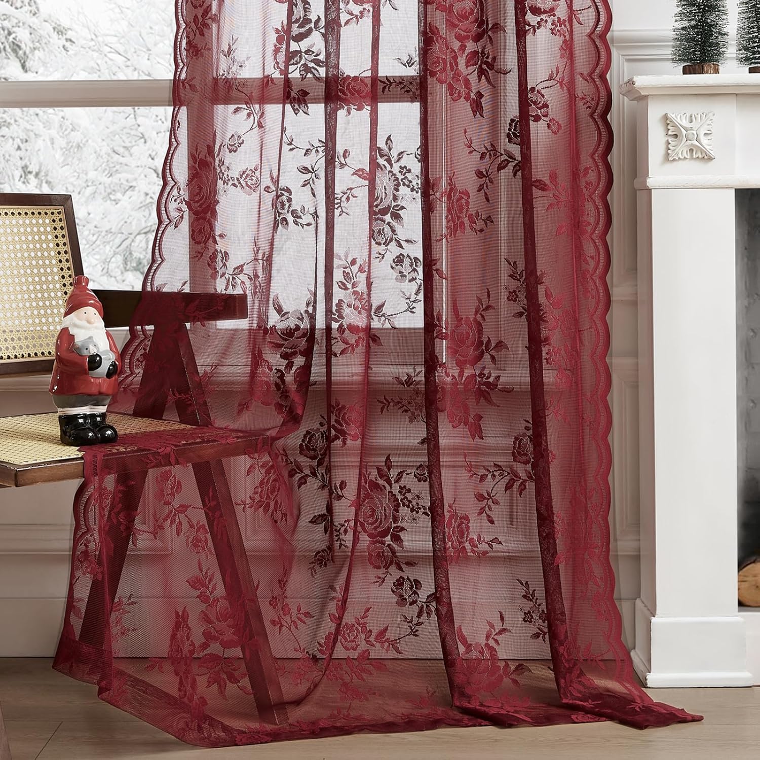 1 PC Burgundy Lace Curtains 45 - Home Office Pc review and price